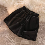 Womens Casual Shorts Korean Style Basic Summer Loose High Waist Drawstring Lounge Shorts Wide Leg Sports Shorts Home Sleepwear