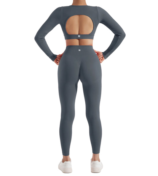 2PCS Yoga Suit Women Sports Set Quick-Drying Gym Set Tracksuit Running Workout Long Sleeve Sports Shirt Yoga Set Yoga Clothing