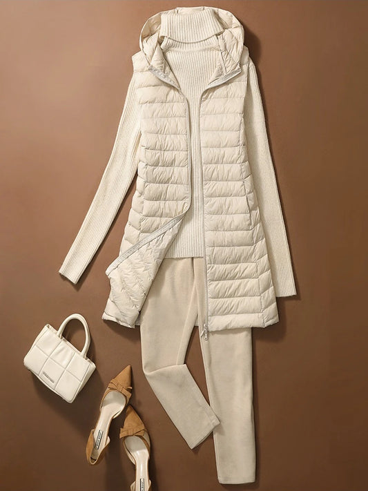 NewBang Women Sleeveless Long Waistcoat Autumn Winter Ultra Light Down Vest With Hooded Female Portable Duck Down Coat