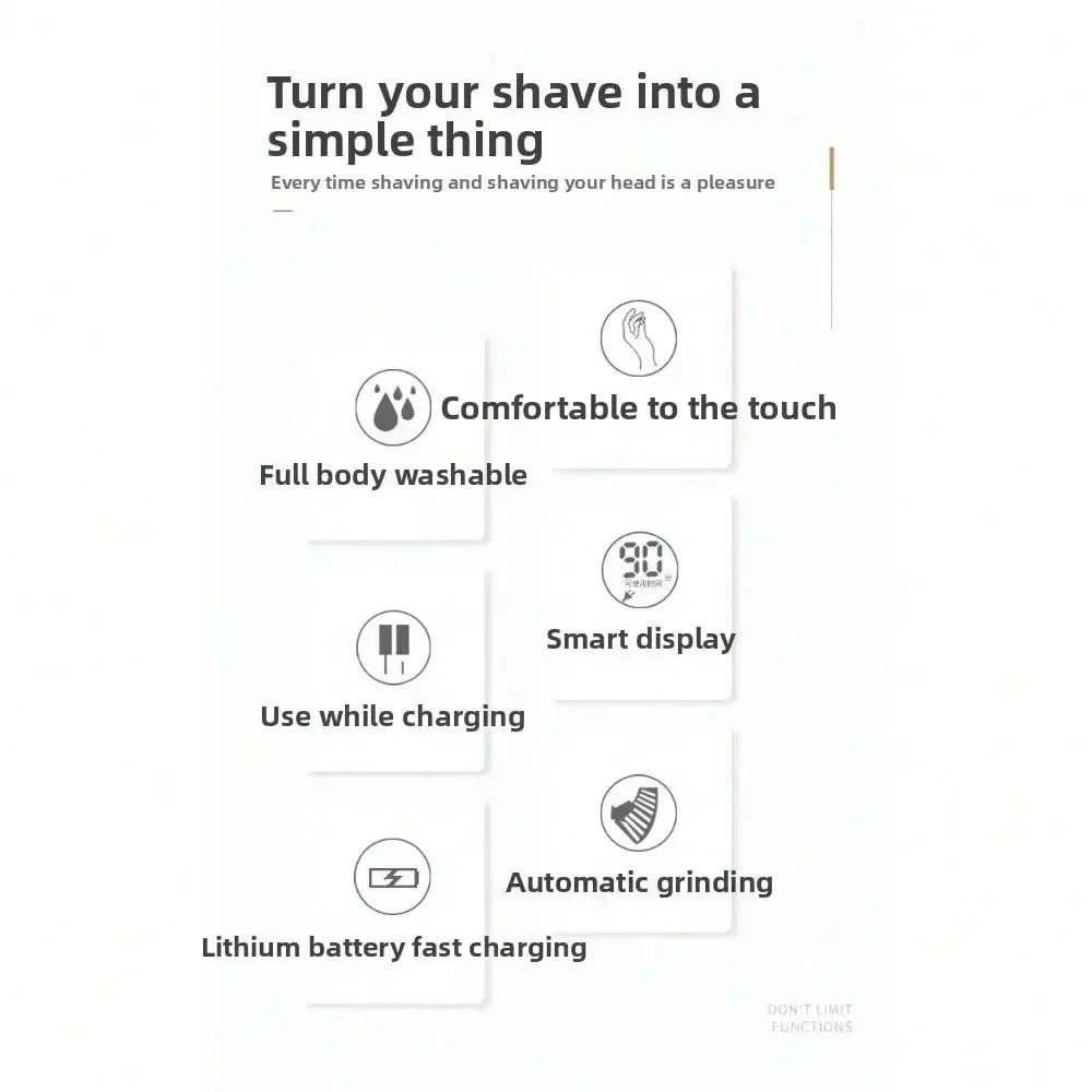 Five-Knife-Headed Bald Artifact, Full-Body Water-Washed Electric Razor, Self-Scraping To Remove Hand Residues, Quick Shaving Without Stubble, For Men