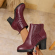 Women's New Ankle Boots 2025 Autumn Thick Heel High-heeled Short Boots with Zipper Splicing Plus Size Fashion Short Boots