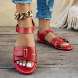 2026 Women Summer Flat Sandals Fashion Metal Buckle Strap Zapatos De Muje Brand Open Toe Casual Beach Roman Shoes for Ladies