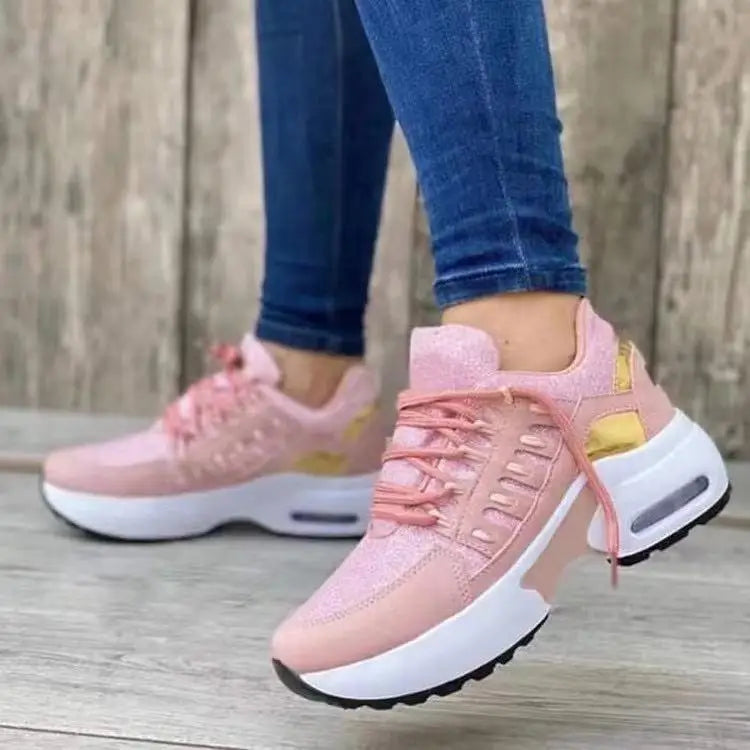 Women's Shoes Spring and Autumn New Mesh Breathable Casual Shoes Outdoor Lightweight Non-slip Wedge Heel Thick-soled Sneakers