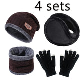 Winter Hat for Men Women Beanie Hats Scarf Glove Earmuff Set Thick Warm Slouchy Beanies Hat for Boy Girl Cap
