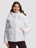 Pioneer Camp Women's Quilted Puffer Jacket, Warm Winter Coat Insulated Full Zip Hooded Jacket Pockets Outerwear Casual