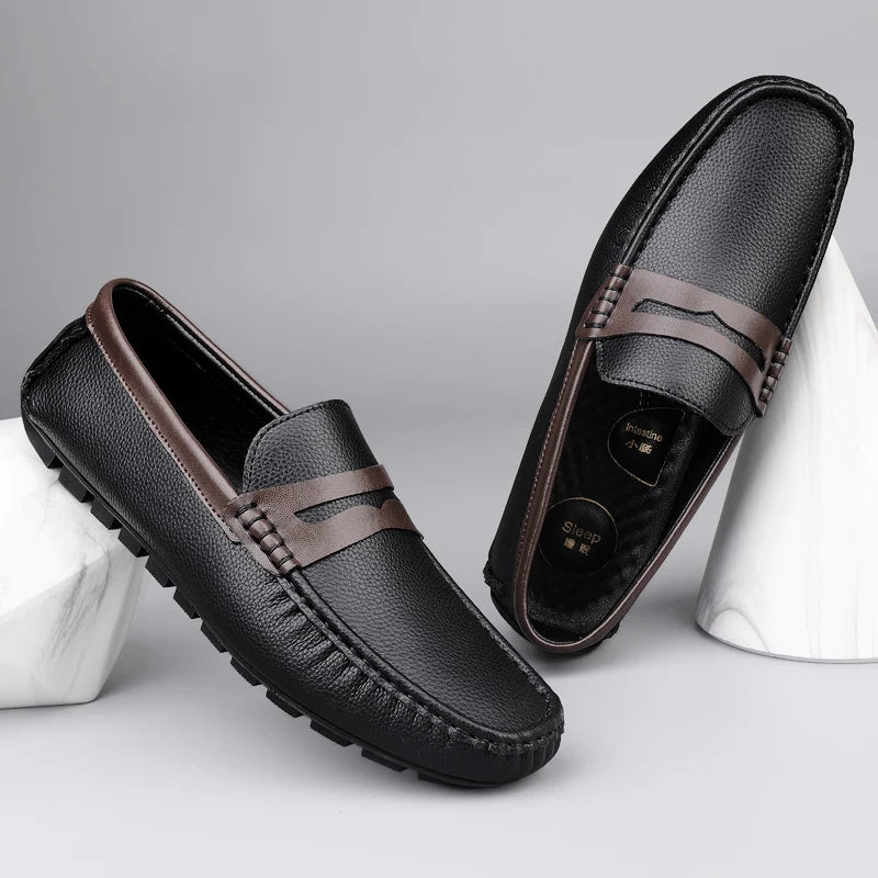 Luxury Brand Soft Sole Loafers Man Casual Shoe Flats Leather Shoes for Men Moccasin Business Dress Formal Soft Sole Low Shoes