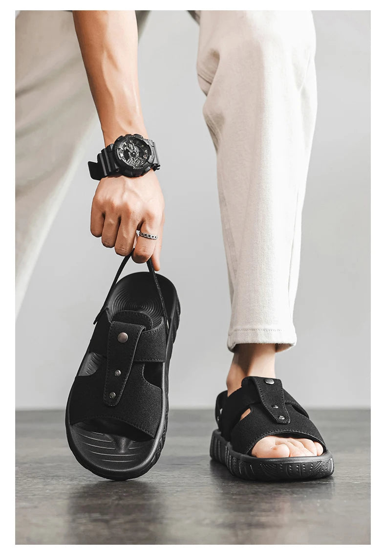 Brand Classic Mens Sandals Summer Genuine Leather Sandals Men Outdoor Casual Lightweight Sandal Fashion Men Sneakers