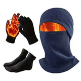 3Pcs Winter Sports Thermal Headgear, Gloves & Socks Set Outdoor Cycling Set Unisex Hat Scarf Gloves Men Women Cycling Warm Sets