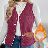 Women's Warm Vest Lightweight Slim Short Single-Breasted Cold-Proof Vests Winter Outdoor Sports Hiking Vests with Pockets