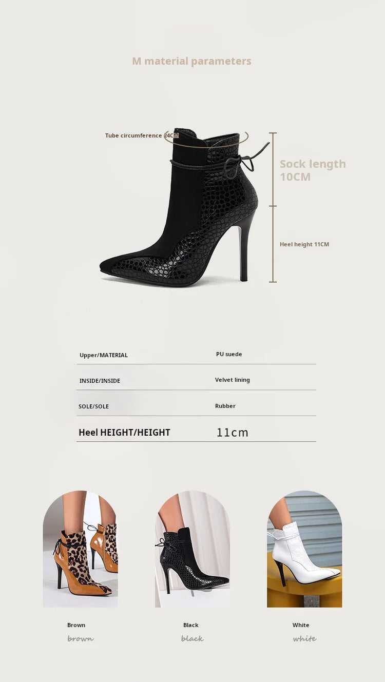 Large Size 34-48 Suede Leather Patchwork Women's Leather Boots Sexy Leopard Print Lace Fashionable Personalized Women's Boots