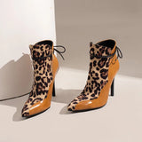 Large Size 34-48 Suede Leather Patchwork Women's Leather Boots Sexy Leopard Print Lace Fashionable Personalized Women's Boots