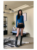 Woman Black Punk Knee High Platform Low Heel Trend Punk Gothic New Rock Leather Fashion Women Chunky Knight Motorcycle Footwear