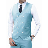 New Brand Dress Vests for Men Casual Slim Fit Mens Suit Vest Double Breasted Waistcoat Gilet Homme Formal Business Jacket