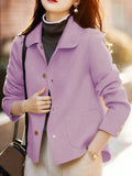 Classic Solid Short Woolen Coats for Woman Autumn Winter Warm Woman Clothing Button Up Female Coat Outfits New In Outerwears