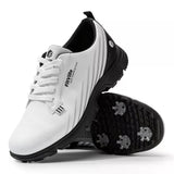 FitVille Men's Wide Toe Box Spiked Golf Shoes, Water‑Resistant Stable Anti‑Slip Outsole, Built‑In Arch Support Lightweight Comfort Golfing Sneakers