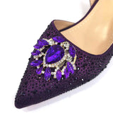 Venus Chan Royal Blue Sandals for Women 2024 Luxury Wedding Pumps Med Heels Rhinestone Design Party Shoes and Bags Set