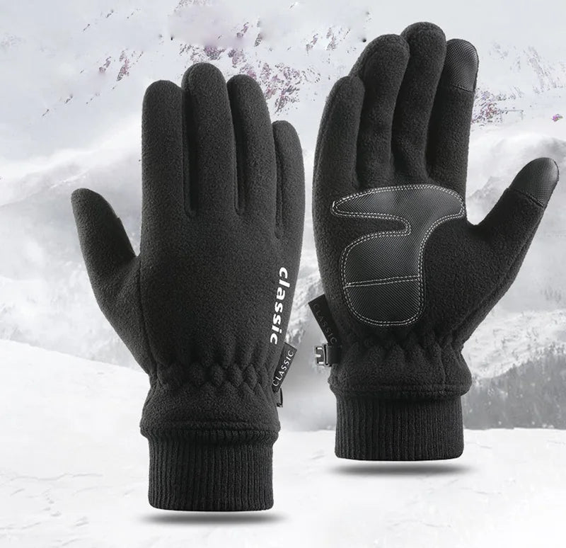 Men Women Winter Polar Fleece Silica Gel Non Slip Touch Screen Driving Mitten Plus Velvet Thick Warm Sport Cycling Glove F22