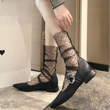 Sexy Transparent Polka Dot Lace Socks Women Thin Nylon Silk Sheer Stacked Socks French Style Elegant Femme JK Lolita White Socks