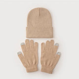 3pcs Sets Winter Warm Hat Gloves Set For Men And Women Outdoor Riding Hat Beanies Windproof Wool Knitting Pullover Cap+Gloves