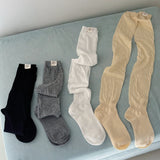 Korean Thigh High Socks Women Stockings Solid Color Mesh Calf Socks Stockings Japanese JK Knee High Socks Thigh High Stockings