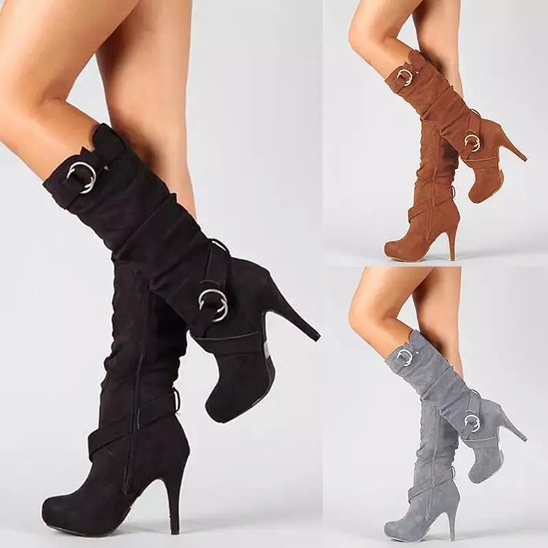 New Fashion Autumn Spring Winter Women Boots Retro Sexy The Knee Long Boots Thin High Heel Boots Platform Women Shoes Plus Size
