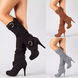 New Fashion Autumn Spring Winter Women Boots Retro Sexy The Knee Long Boots Thin High Heel Boots Platform Women Shoes Plus Size