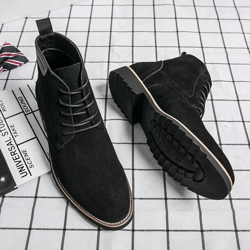 Pointed Toe Chelsea Boots Leather Men Winter Boots Winter Shoes for Men 2025 Male Boots Mens Ankle Shoes Zapatillas Male Hombre