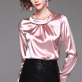 Women blusas long sleeved Slim plus size silk satin shirts office ladies work female Chiffon blouse Elegant blusa feminina