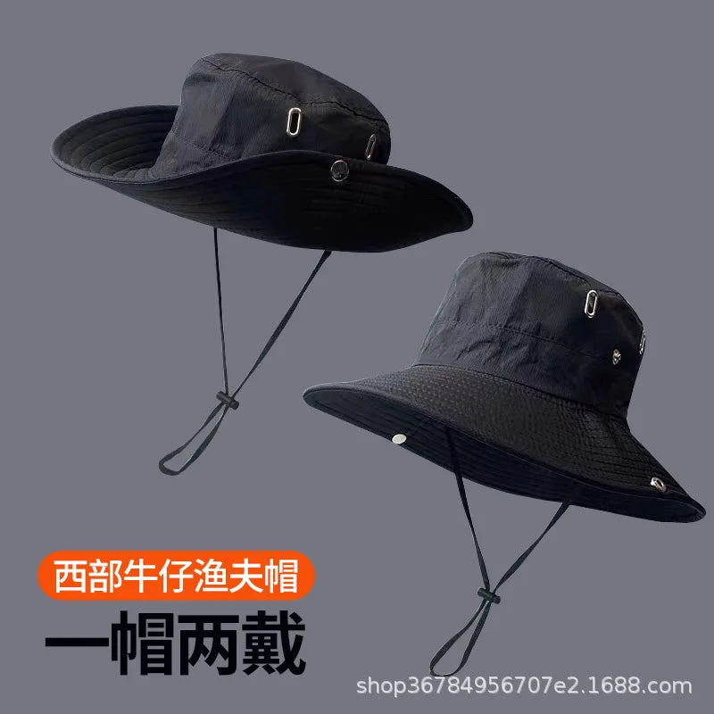 Women's Hiking Bucket Hat, Outdoor Wide brim Fishing Hat, Trekking Sun Hat, Western Big Head Circumference Cowboy Hat for Men