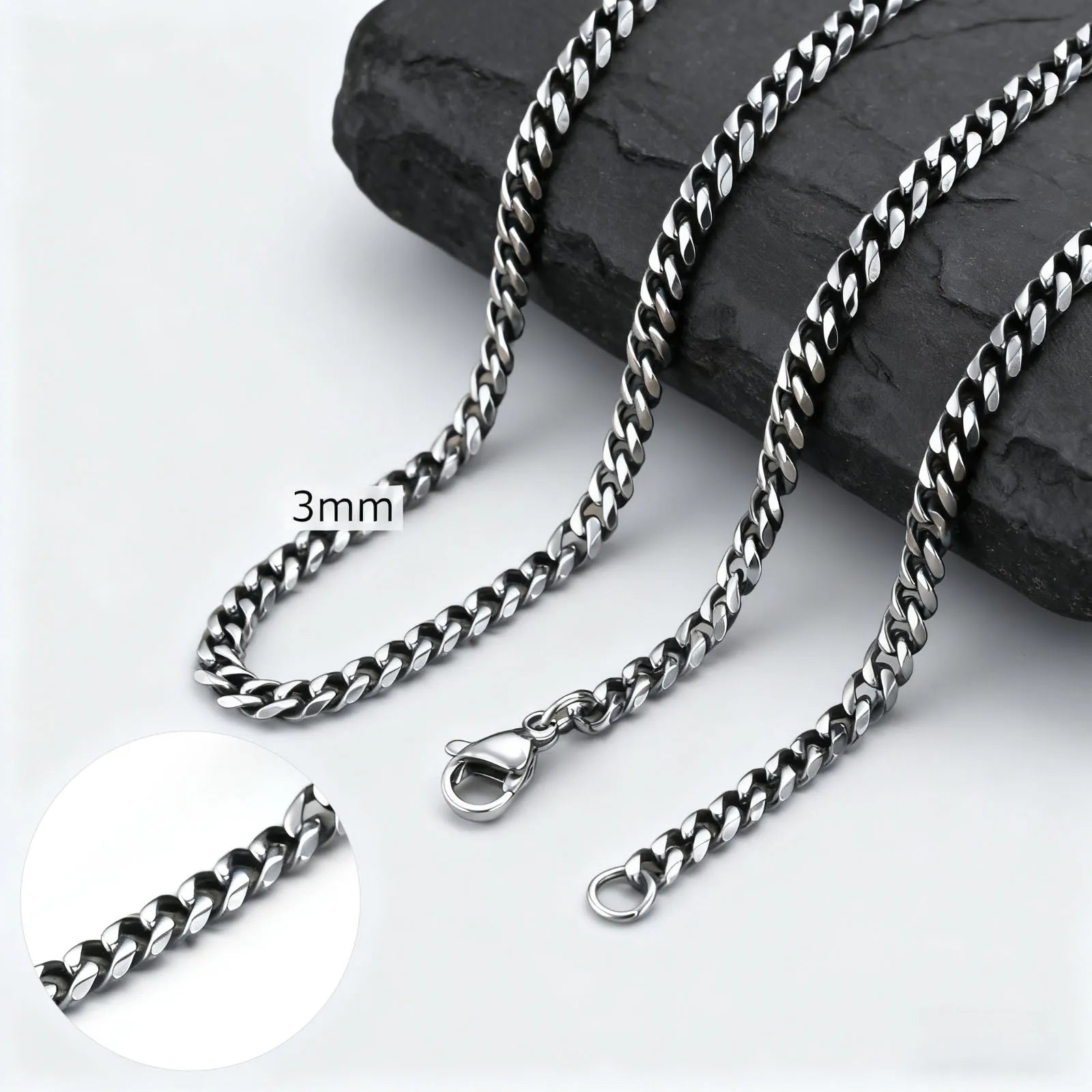 Classic Punk Cuban Chain Necklace for Men Women,Stainless Steel Grey Silver Gold Black Color Chain Link Collar,Wholesale Chain