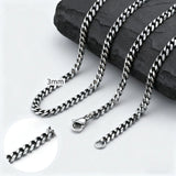 Classic Punk Cuban Chain Necklace for Men Women,Stainless Steel Grey Silver Gold Black Color Chain Link Collar,Wholesale Chain