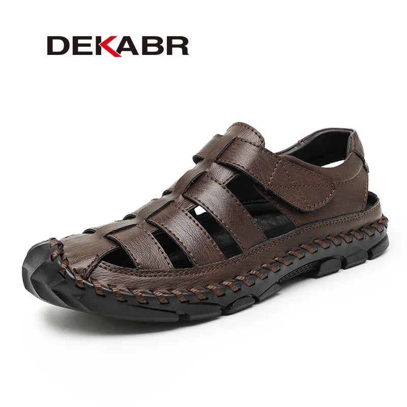 DEKABR Casual Shoes Men Sandals Real Leather Outdoor Mens Summer Sandals Fashion Comfortable Soft Sandals Plus Size 38-48