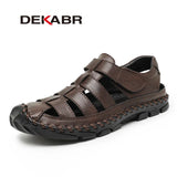 DEKABR Casual Shoes Men Sandals Real Leather Outdoor Mens Summer Sandals Fashion Comfortable Soft Sandals Plus Size 38-48