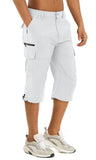 Men's Cargo Work Shorts Quick Dry 3/4 Length Capri Pants Multi-pockets Knee Length Trousers Summer Board Beach Shorts