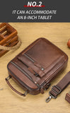 LION VERA Men's Shoulder Bag Casual Mobile Phone Zipper Bag Large Capacity Business Genuine Leather Travel Crossbody Bag
