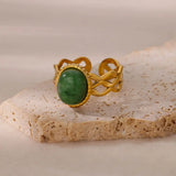 Luxury Jewelry Set Opal Stone Rings for Women Gold Color Stainless Steel Ring Minimalist Aesthetic Jewelry 2026 Freeshipping