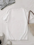 Cute Funny Doodle Graphic T-Shirt, Casual Crew Neck Short Sleeve Top for Women, Humorous Versatile Summer Daily Fashion Tee