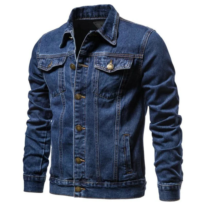 2026 New Autumn Men's Casual Workwear Jeans Jacket Loose Casual Versatile Youthful Male Solid Color Tops Dnim Mens Outwear