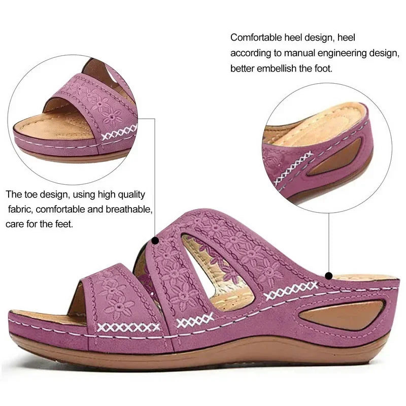 Summer 2025 women's sandals with exposed toes, retro anti slip leather casual women's fashionable versatile sandals