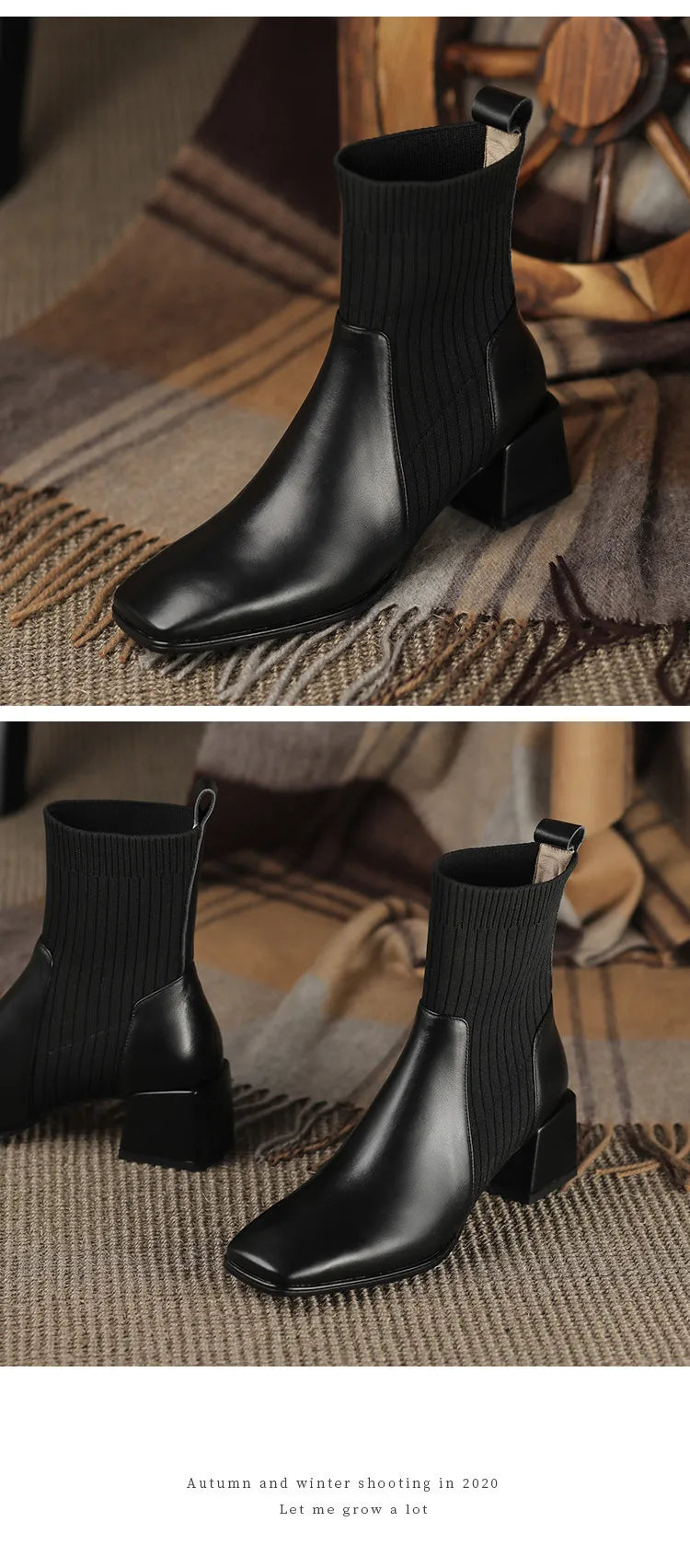 2026 Autumn Winter New Ankle Socks Shoes Women Fashion Large Size 43 Knitted Short Boots Women Slip on High Heels Botas De Mujer