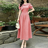 Women Summer Plaid Dress ZANZEA Elegant O Neck Short Sleeve Work Midi Sundress Woman Stylish A Line Holiday Robe Loose Dresses