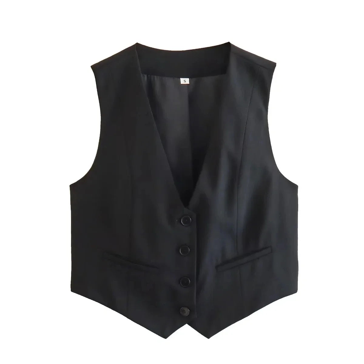 HH Women Casual V-Neck Sleeveless Waistcoat Elegant Fashion Solid Single-breasted Short Vest Chic Tops Female Summer Outerwear