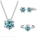 JoyceJelly Moissanite Jewelry Set With 1CT D Color VVS 3EX moissanite stone pass diamond test Wedding Luxury Fine Jewelry gift