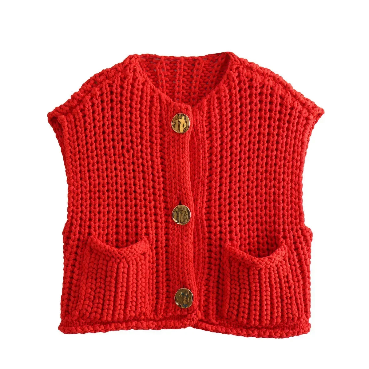 Korean fashion crop sweater women vest solid loose casual sweaters cable knit sweater vests for woman luxury designer tops