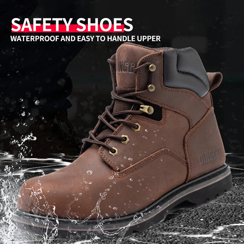 Steel Toe Safety Boots Men Anti-puncture Work Shoes Industrial Construction Protective Footwear ：High Top Steel Toe Safety Boots Men Ankle Support Anti-puncture Heavy Duty Work Shoes