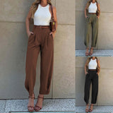 Elegant Women Pants Casual High Waisted Straight Pants Korean Fashion Solid Color Trousers Office Lady Baggy Pants Pantalones