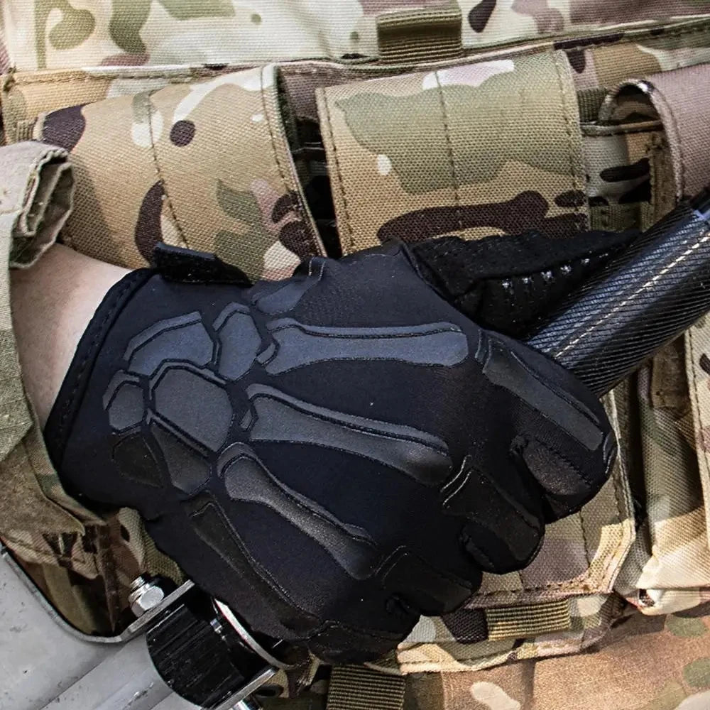 Men and Women Touchscreen Motorcycle Gloves Ice Silk Breathable Non-Slip Skeleton Full-Finger Tactical Gloves