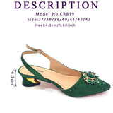 Venus Chan Royal Blue Sandals for Women 2024 Luxury Wedding Pumps Med Heels Rhinestone Design Party Shoes and Bags Set