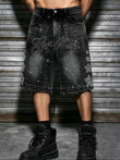 Men's denim shorts, rhinestone non-stretch shorts with studs, summer 2026 new style, Y2K shorts, men's outfit
