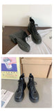 Plus Size 42 43 Women Motorcycle Ankle Boots Wedges Female Lace Up Platforms Black Leather Oxford Shoes Woman 2022 Botas Mujer